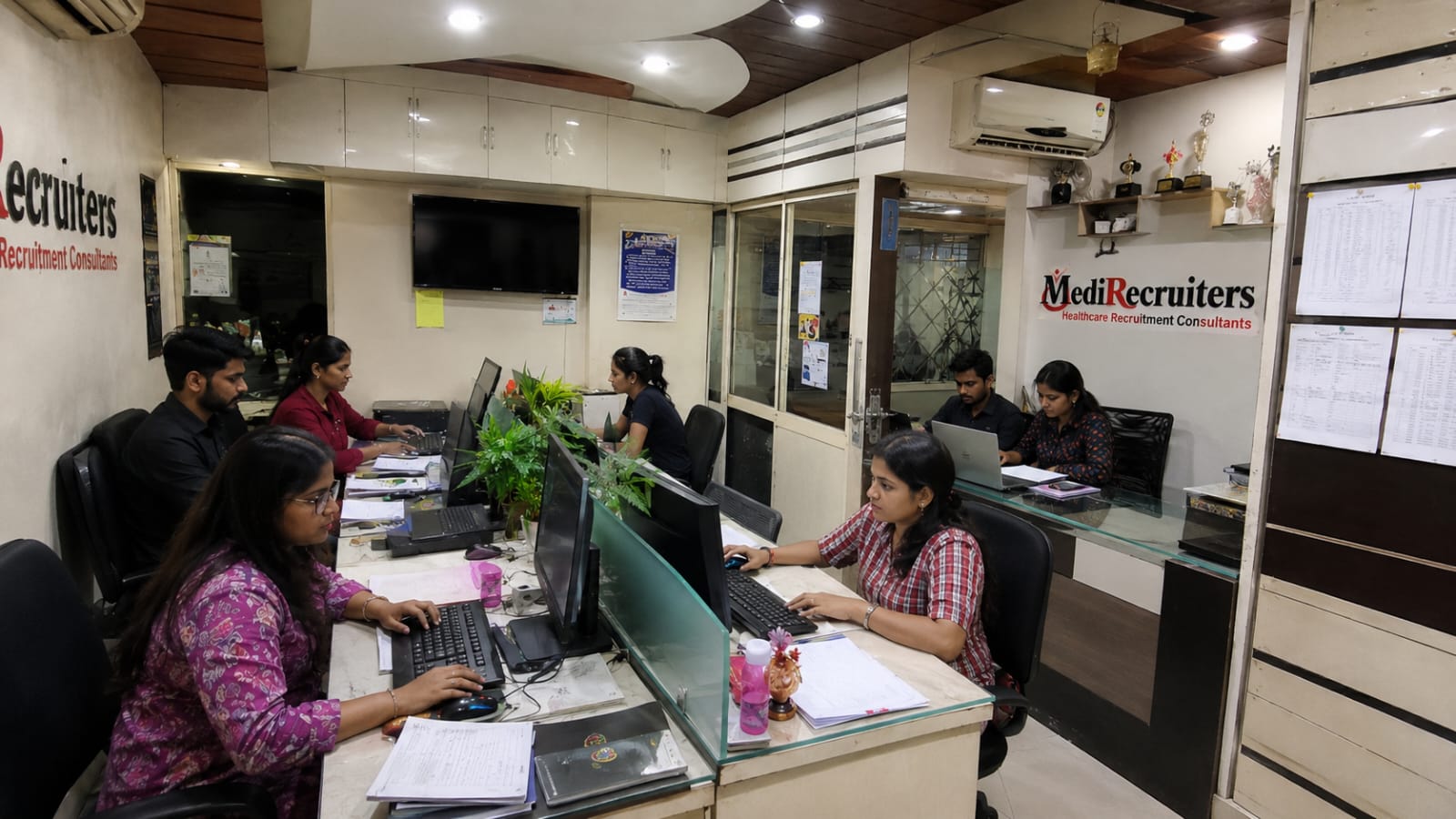 Inside the MediRecruiters office in Aurangabad